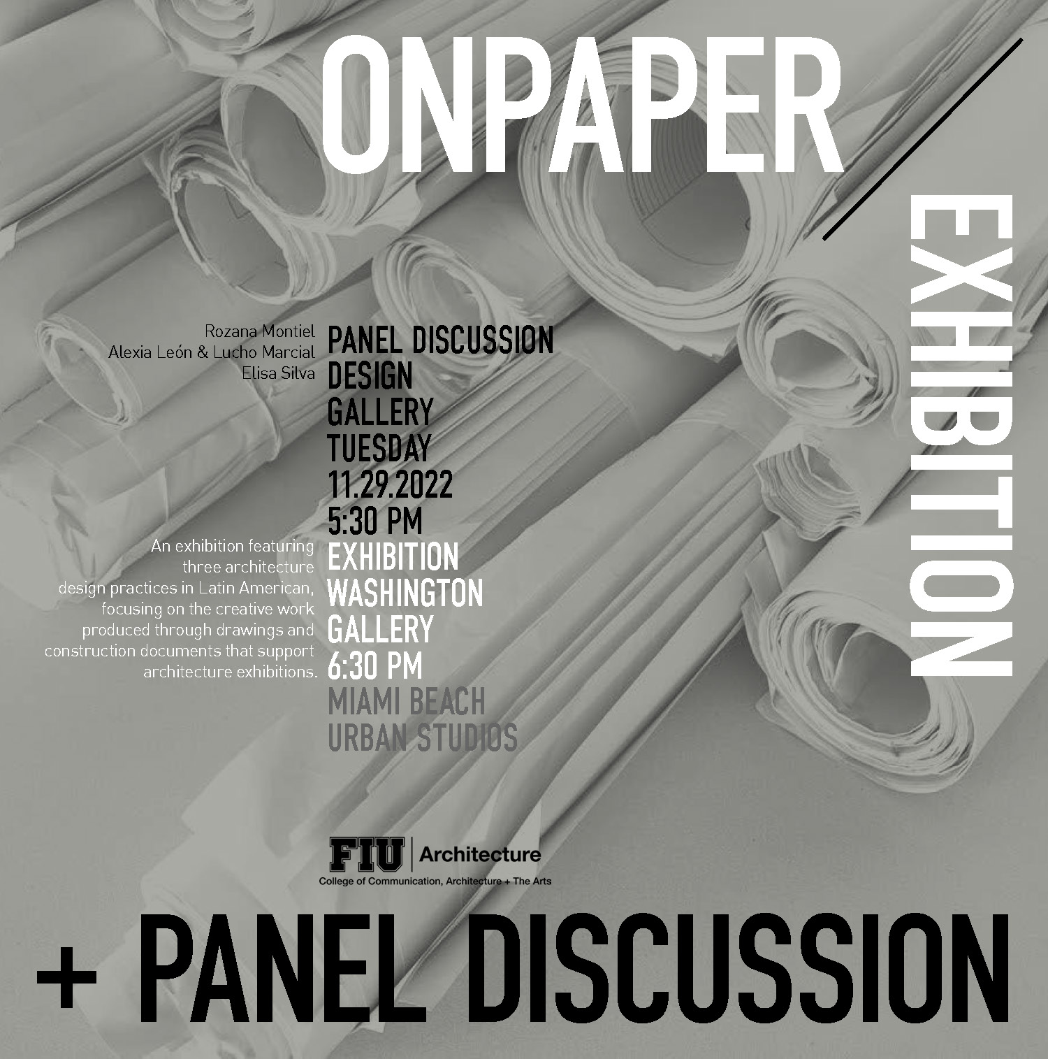Exhibition “ON PAPER” by Leon Marcial, Rozana Montiel and Enlace Arqutiectura at the Washington Gallery FIU MBUS of Art Basel Miami 2022