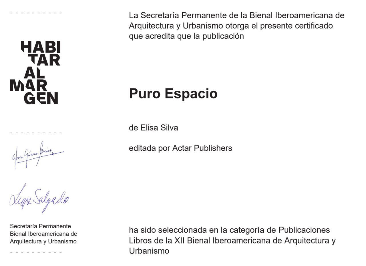 Puro Espacio selected in the Publications category of the XII Ibero-American Biennial of Architecture and Urbanism